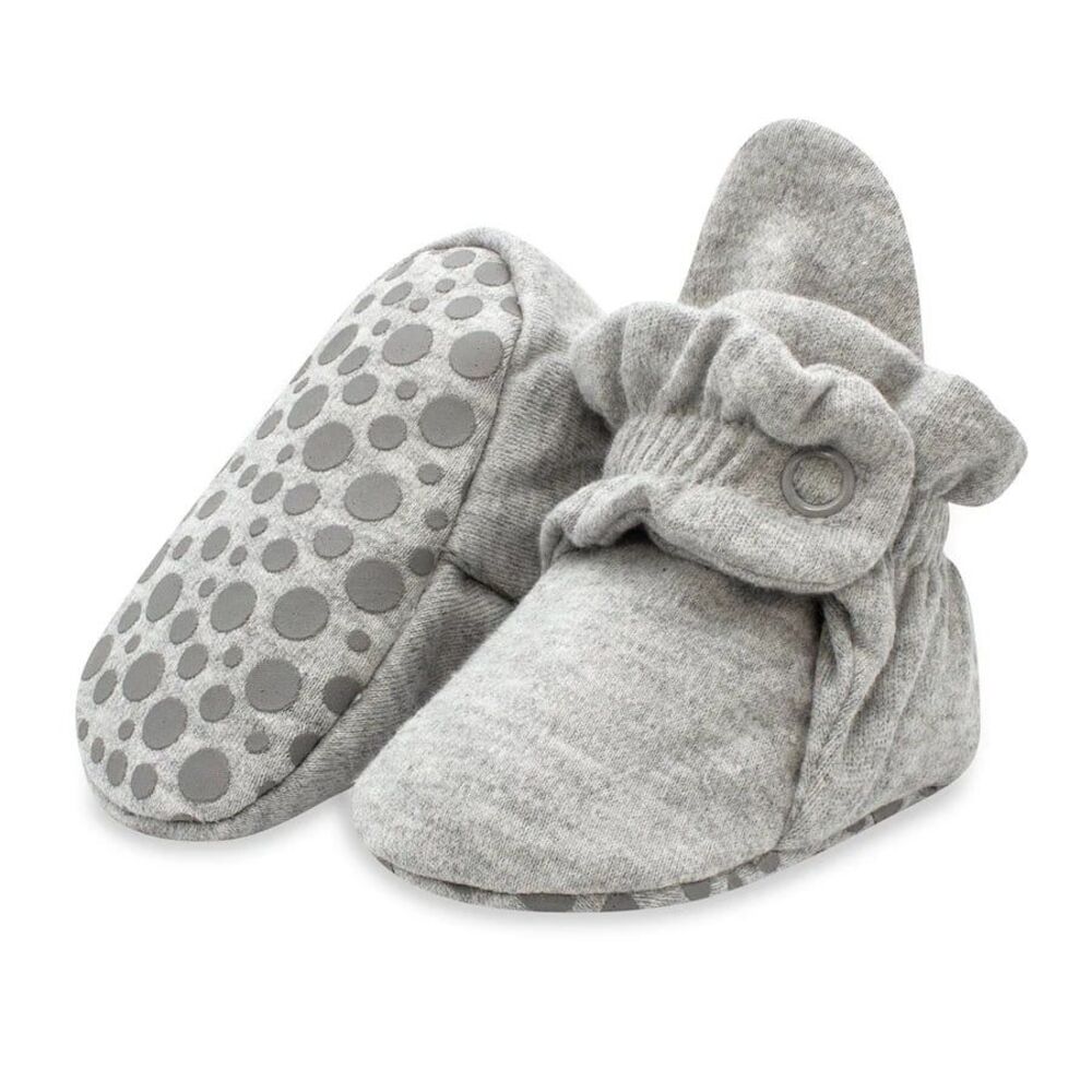 Zutano Cotton Gripper Bootie, Heather Gray, Size 6M